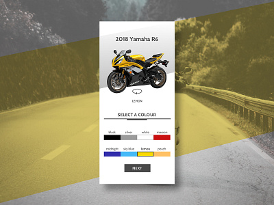 Daily UI #033 app customize customize color dailyui mobile motorcycle uidesign uxdesign