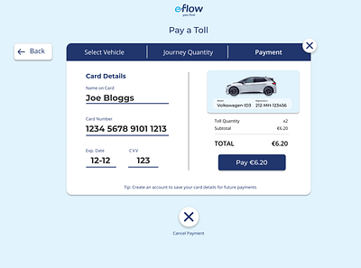 Toll Payment Screen checkout eflow figma payment prototyping toll payment ui ux