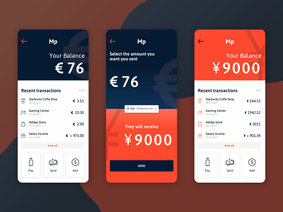 MoneyPocket - Send Money app app design application currency money app send money ui uidesign uiux ux visual design wallet wallet app