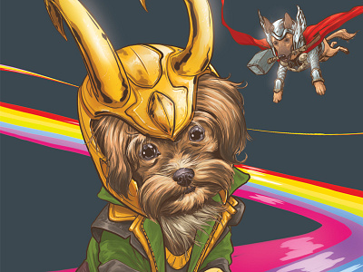 DOTMU Lokipoo dog illustration loki marvel mcu terrier yorkie yorkshire