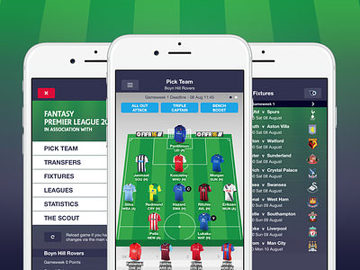 Fantasy Premier League App 2015/16 app fantasy fixtures football game ios league pitch premier soccer ui ux