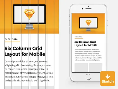 Sketch Template - 6 Column Grid for iPhone 6 column free grid iphone iphone 6 iphone 7 plus iphone se layout sketch template