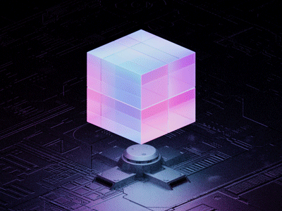 Glass cube 3d abstract animation b3d blender cycles dark glass isometric loop motion neon render tech