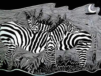 zebra drawing hand original pen works