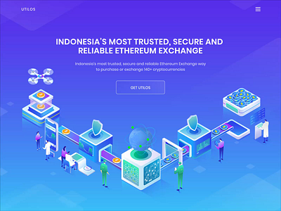 Indonesia's Ethereum Exchange Header Concept bitcoin crypto ethereum hero illustration ico isometric animation trading vector