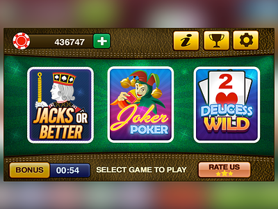 Video Poker for iPad app card game casino gamble game game design gui icon design poker ui design