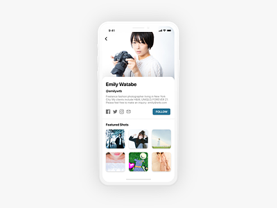Photo Sharing Platform Profile UI Design dailyui profile uidesign uiux uxdesign