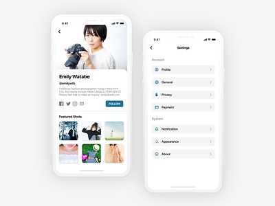 Photo Sharing Platform Settings UI Design