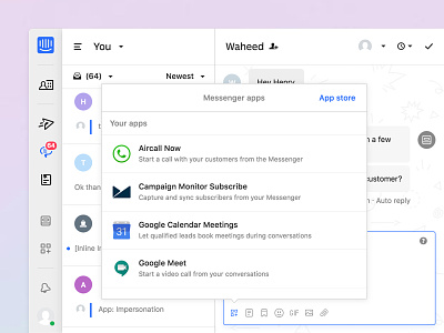 Adding Apps to Messenger apps conversation inbox popover
