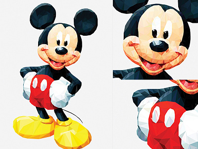 Mickey Mouse low poly illustration adobe disney illustration low mickey mouse poly triangulation wellposter