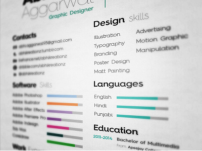 CV abhikreationz adobe cv design graphic infographic job mockup resume typography vacancy