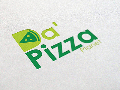 Da' Pizza Planet Logo branding design flat food graphic green identity india logo mockup pizza