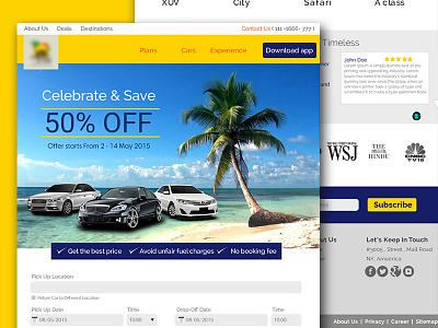 Car Rental Website landing page car rental interface landing page ui ux website design