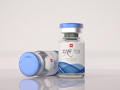 3d Model & Zantox Label design 3d model btxa design light font medical medicine packaging switzerland typography