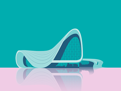 Heydar Aliyev Center by Zaha Hadid Architects adobe architechture debut illustration pink turquoise vector vector artwork vector illustration