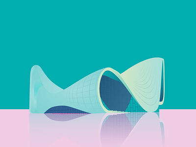 Heydar Aliyev Center by Zaha Hadid Architects adobe architechture debut digital illustration illustration pink turquoise vector vector art vector artwork vector illustration zaha hadid