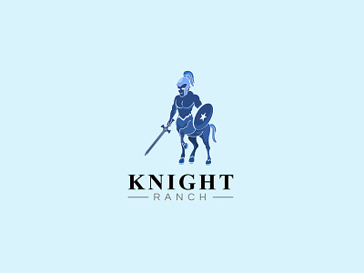 Knight Logo adobe blue brand branding centaur design dribbble horse icon illustration logo shield sword typography vector warrior