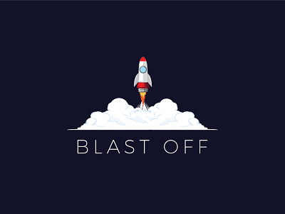Blast Off Logo adobe blast brand branding cloud dark darkblue design dribbble icon illustration logo rocket sky smoke space swoosh typography vector