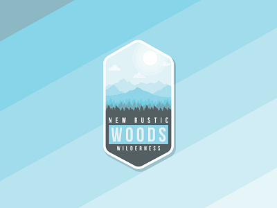 New Rustic Logo adobe blue brand branding clouds design dribbble forest icon illustration logo mountains sky typography vector woods