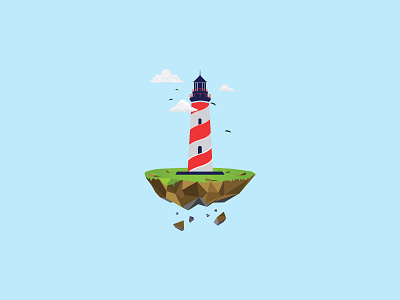 Lighthouse adobe blue brand cloud design dribbble green illustration land light lighthouse logo sky vector