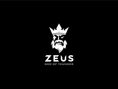 Zeus Logo adobe blackandwhite brand branding crown design dribbble god illustration logo thunder typography vector white zeus