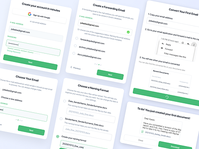 Onboarding Screens for a SaaS Email Conversion Website