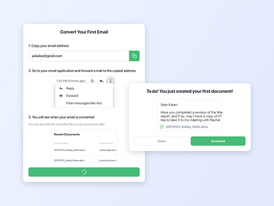 Onboarding Screens for a SaaS Email Conversion Website