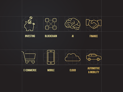 Icons for Devtailor automotive blockchain cloud e commerce finance gold texture guide icon icon design icon pack icons tech