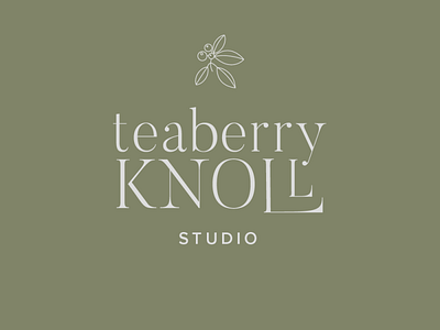 teaberry knoll logo branding green logo natural neutral pottery studio teaberry typography