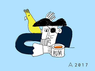 Pirate 2017 abs adblacksea batumi festival illustration parrot pirate rum sketch sticker