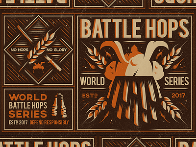 Battle Hops pt.2 beer emblem graphic design icon illustration industrial mark package poster retro vintage