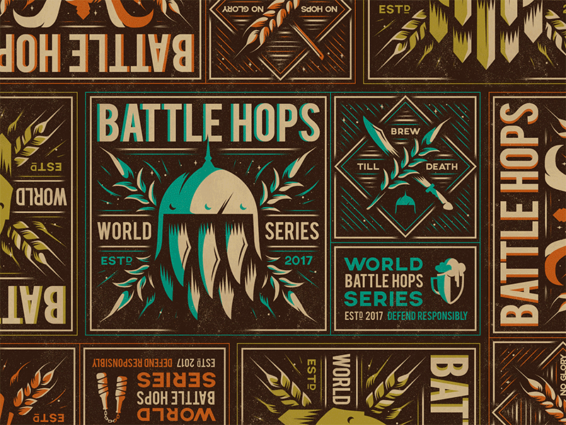 Battle Hops beer emblem graphic design icon illustration industrial mark package poster retro vintage