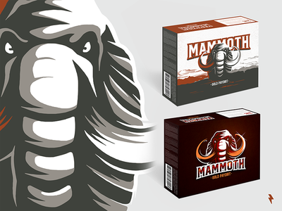 Mammoth Paydirt Package Options box cardboard character flat graphic design illustration mammoth mascot package packaging vector