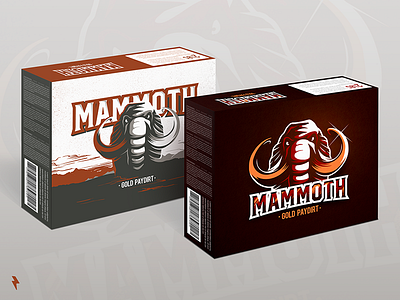 Mammoth Paydirt Package Options box cardboard character flat graphic design illustration mammoth mascot package packaging vector