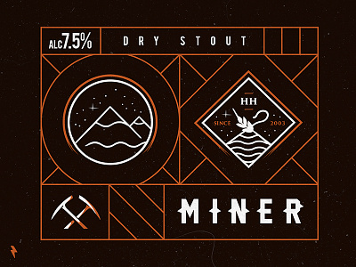 Miner Sticker beer beer package branding emblem keg linework logo mark package sticker vector