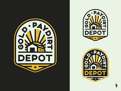 Gold Paydirt Depot 4 branding emblem flat gold graphic graphic design icon identity illustration linework logo logotype mark package paydirt product treasure ux vector vintage