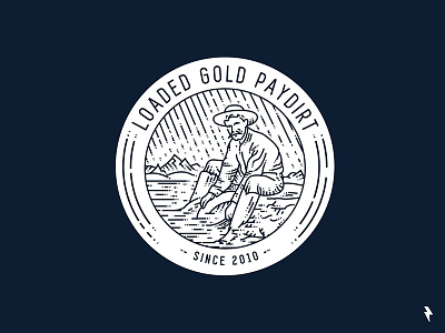 Loaded Gold Paydirt branding character emblem gold graphic design icon identity illustration linework logo logotype mark nugget package paydirt product sketch ux vector vintage