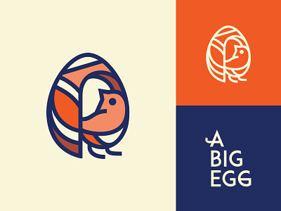 A Big Egg branding character chick chicken drawing egg emblem flat graphic design han icon illustration linework logo mark shell typography ux vector vintage