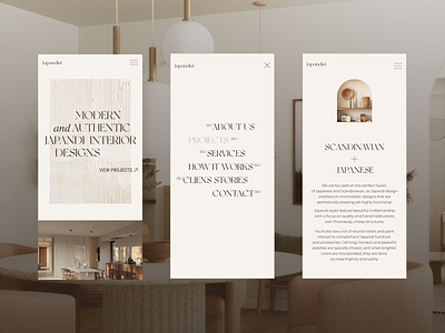 Interior design studio - mobile screens clean corporate design japandi minimal scandinavian ui ux website websitedesign
