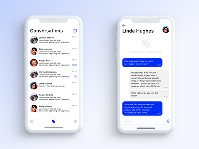 Direct Messaging app blue challenge clean concept conversations dailyui ios messanger