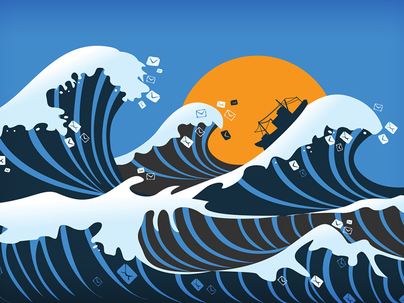 Email Odyssey artwork wave of peace ship illustration waves email odyssey