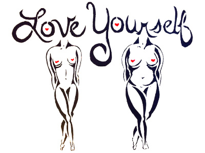 Love Yourself stencil body positivity bodypos curvy fine art graffiti hand drawn handmade illustration script stencil