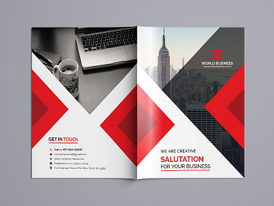 Bi-fold Brochure blue cmyk corporate creative good look modern standard template trifold brochure
