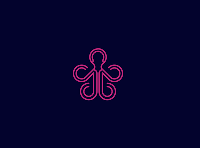 Pink Cthulhu flat icon illustration logo minimal