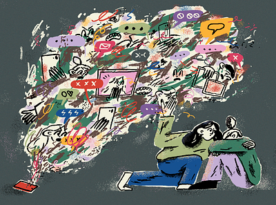 New York Times art cyberbully editorial illustration illustration mentalhealth new york times nyt pencil tech texture