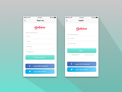 IOS iPhone App Login and sign up Design for Recipe app cook cooking login mobile recipe signup ui ux