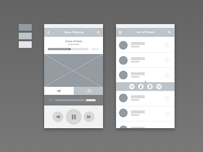 Music app wireframes