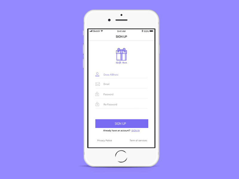 Sign Up animation app gif invision iphone login material mobile prototyping ui ux