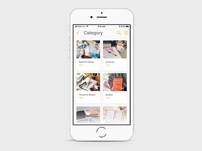 Category Artboard for NoteBook App iOS apple ios ui ux category add design note