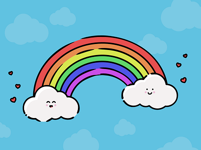 Pride Rainbow clouds cute flat illustration illustration outline pride pride 2020 pride month rainbow